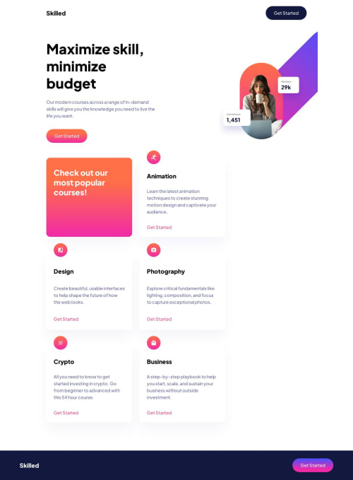 [Solution] Skilled e-learning landing page coding challenge solution
