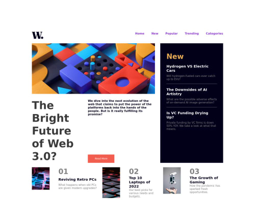 News HomePage with CSS Flexbox coding challenge solution