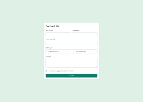 Contact Form Main using html and css coding challenge solution