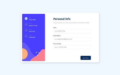 Multi-step form using vanilla JS coding challenge solution