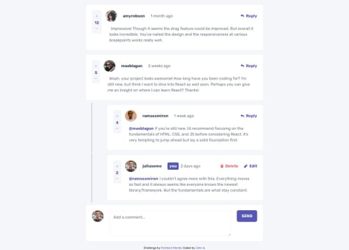 Interactive comments section coding challenge solution