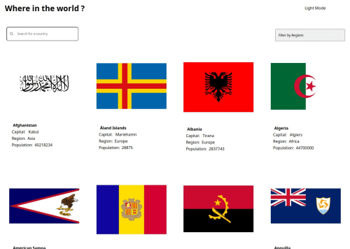 Responsive mobile friendly country search with useContext theme switch ...