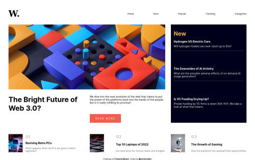 Homepage with grid CSS coding challenge solution