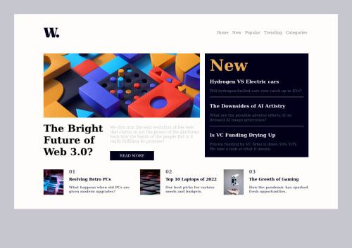 News Homepage using HTML and CSS coding challenge solution