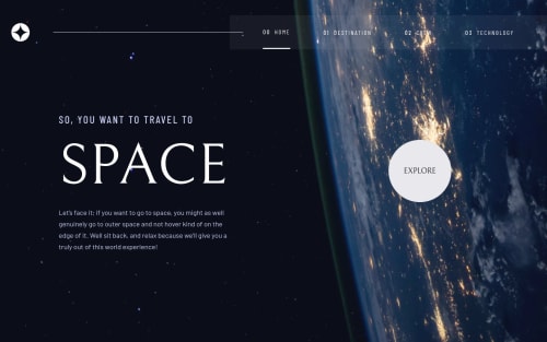 Responsive Space Tourism Website using React coding challenge solution