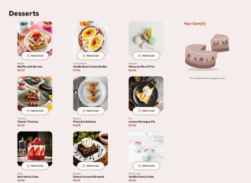 Frontend Mentor | Responsive product list with cart coding challenge ...