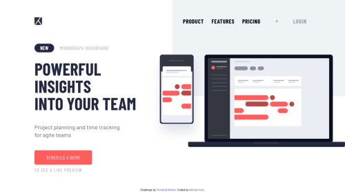 Project tracking intro component with TailwindCSS coding challenge solution