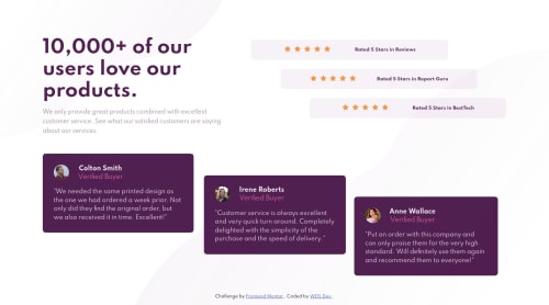 Mobile and Desktop review section layouts, HTML and CSS coding ...