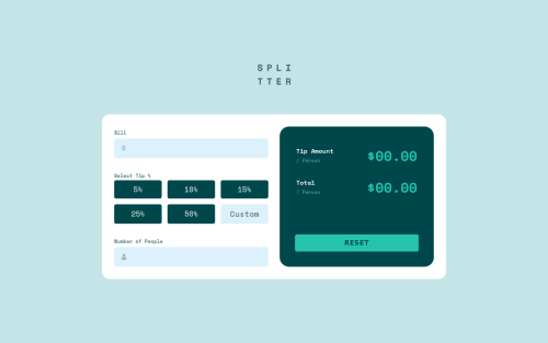 Simple Tip Calculator App using React.js coding challenge solution