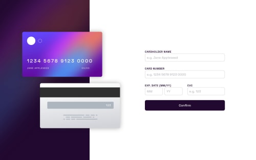 Interactive Card Component with React JS and SASS coding challenge solution