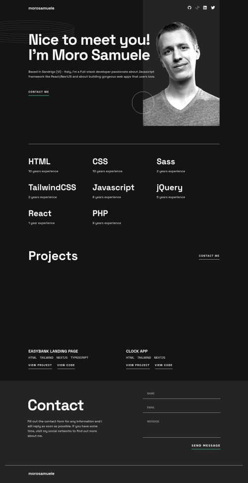 Responsive Portfolio Single Page made with Next js and TailwindcSS ...