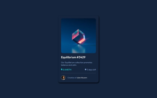 NFT Card with HTML CSS and Flexbox coding challenge solution