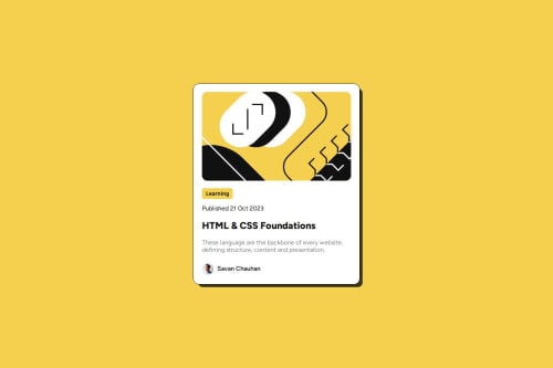Responsive Blog card using HTML and CSS coding challenge solution