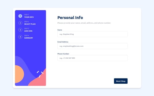 Multistep-Form built with ReactJS coding challenge solution