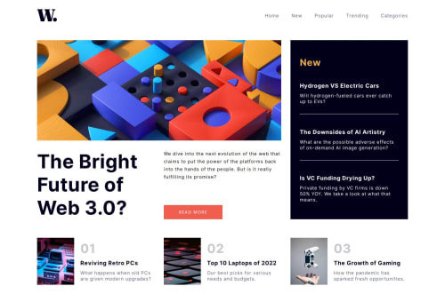 Responsive news homepage solution using HTML, CSS and JS coding ...