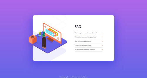 Responsive FAQ accordion card using React and SCSS coding challenge ...