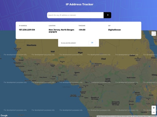Mobile first IP tracker site using reactjs coding challenge solution
