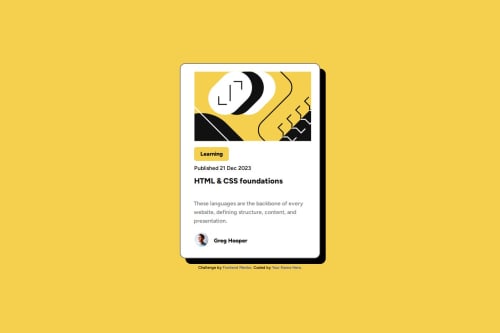 Card. Responsive CSS & HTML coding challenge solution
