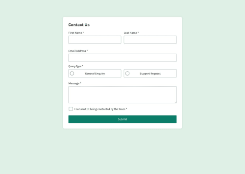Contact form using HTML, CSS and Javascript coding challenge solution