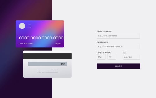 Interactive card form coding challenge solution