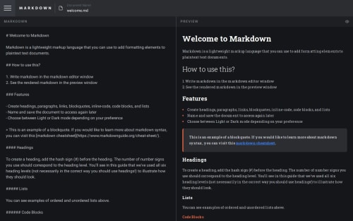 Markdown Editor coding challenge solution