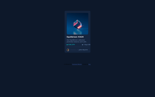 NFT card component with HTML and CSS coding challenge solution