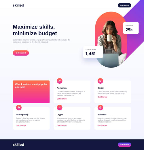 Skilled E-learning Landing Page Challenge coding challenge solution