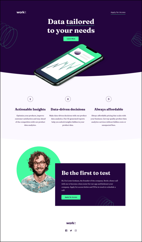 **Solution WorkIt Landing Page** coding challenge solution