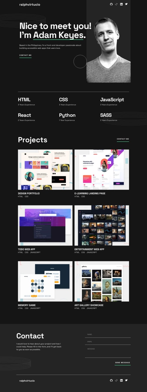 Single Page Developer Portfolio coding challenge solution