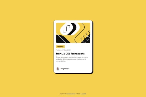 Tarjeta creada con HTML, CSS utilizando flexbox coding challenge solution