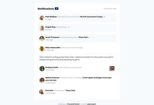 Notification page coding challenge solution