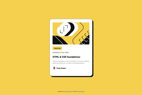 Blog preview card using HTML & CSS coding challenge solution