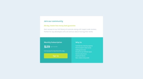 Single price grid component Using HTML & CSS coding challenge solution