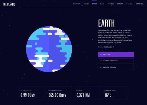 Planet Site Fact with using React, TailwindCSS and Framer Motion coding ...