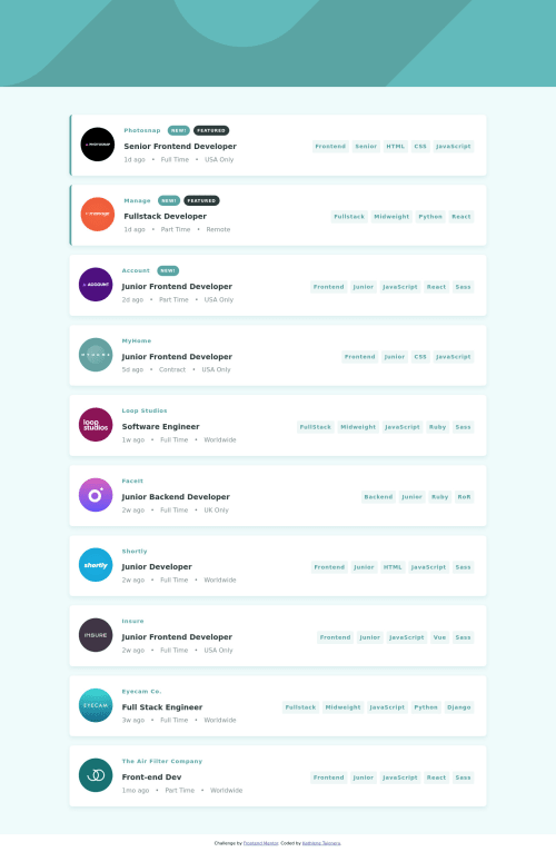 Static Job Listings coding challenge solution