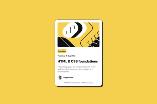blog preview card using HTML and CSS coding challenge solution