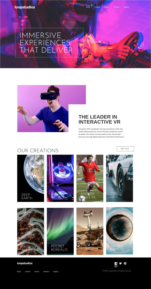 loopstudios landing page built using Webflow tools coding challenge ...