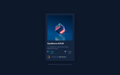 Frontend Mentor | Mobile first NFT preview card component using flexbox ...
