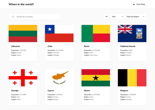 REST Countries API with color theme switcher coding challenge solution