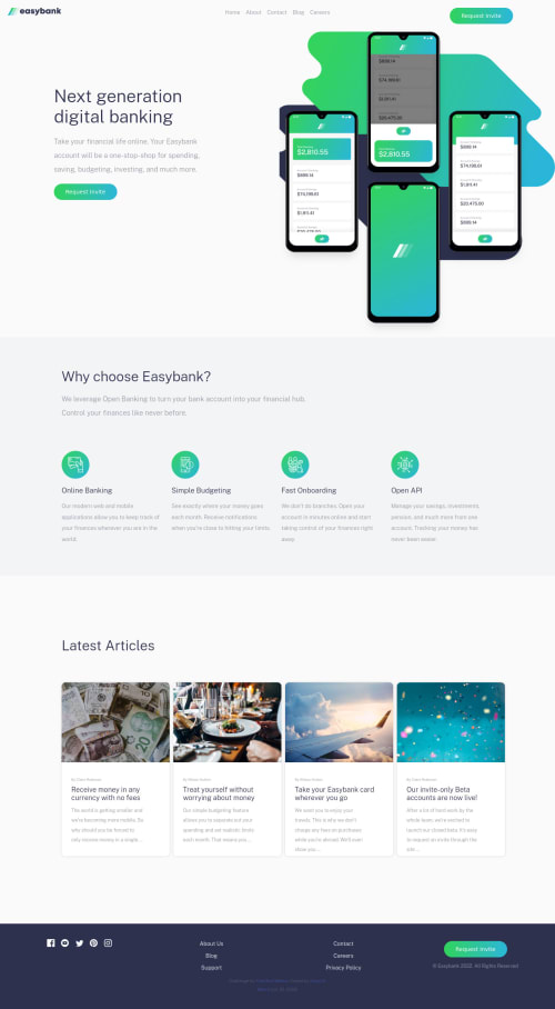 Easybank Landing with CSS Grid coding challenge solution