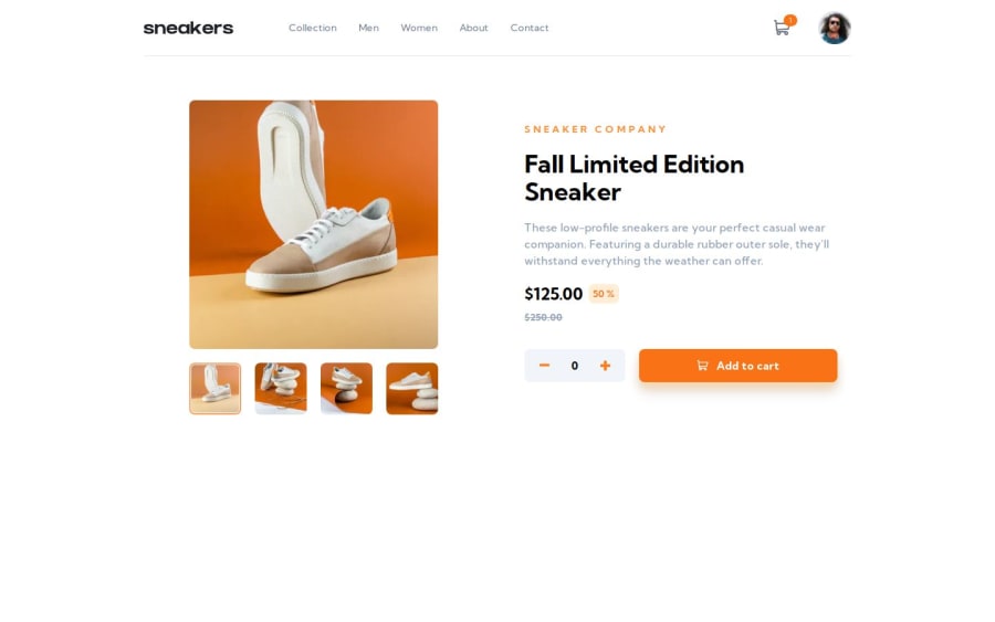 Frontend Mentor | E-commerce Product Page coding challenge solution