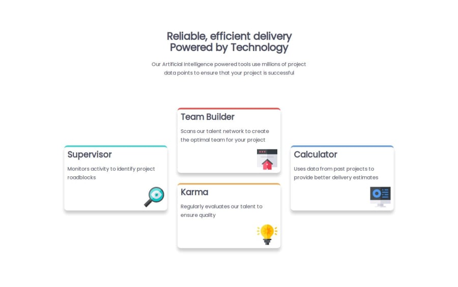 Frontend Mentor | Four card section in React coding challenge solution