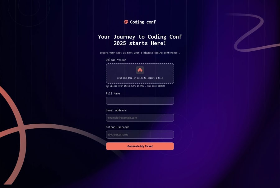 Frontend Mentor | Ticket Generator coding challenge solution