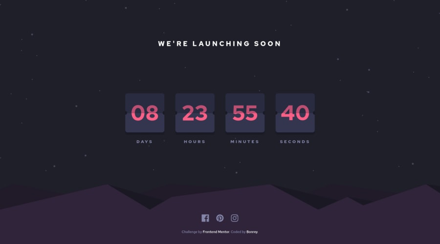 Frontend Mentor Countdown Timer with flipping animation and pause