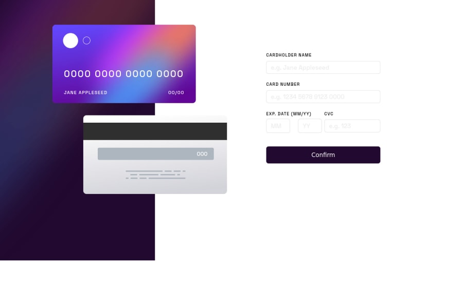 Frontend Mentor Card form using cleave.js library as help to credit