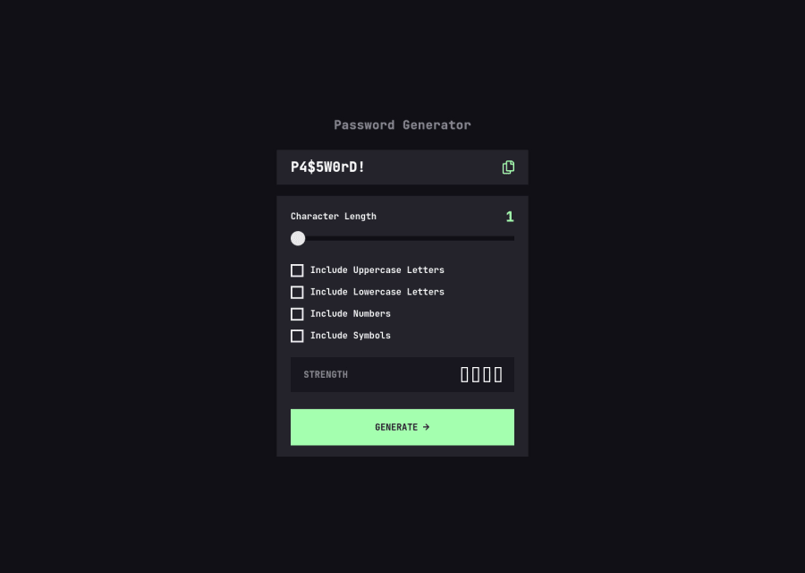 Frontend Mentor | Password Generator with ReactJS coding challenge solution