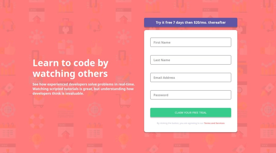 Frontend Mentor | Intro component with sign-up form coding challenge ...