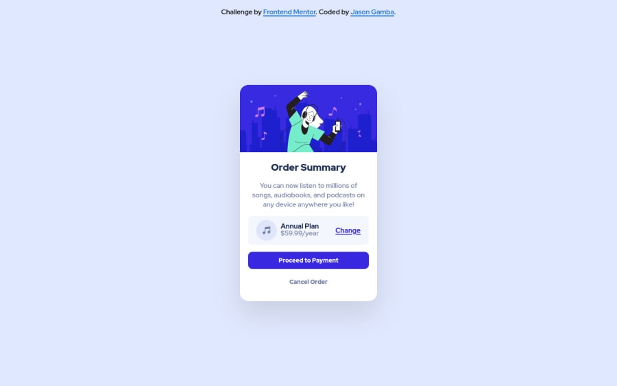 Frontend Mentor | Order Summary coding challenge solution