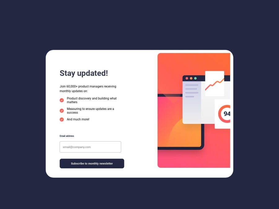 Frontend Mentor | Newsletter signup form with success message coding ...