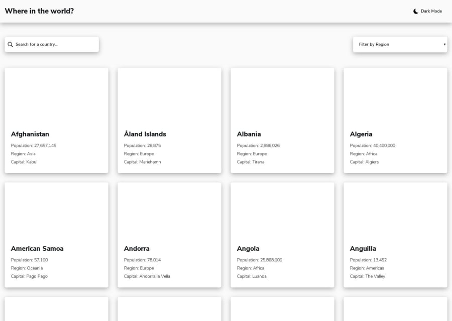 Frontend Mentor | REST Countries with React, Sass, Theme Switcher ...
